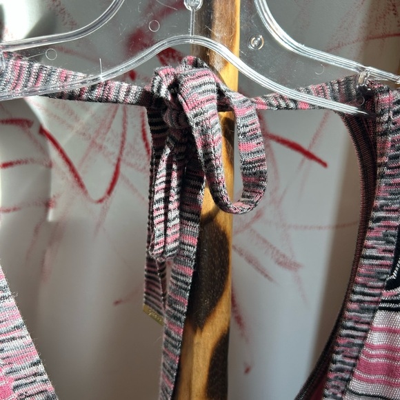 Guess Jeans Y2K Pink Striped Crochet Long Sleeve Dress L - Picture 7 of 16